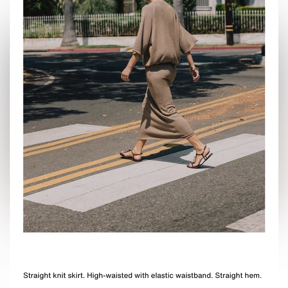 Zara NWT viscose knit stretchy midi skirt light brown tan - Picture 5 of 10